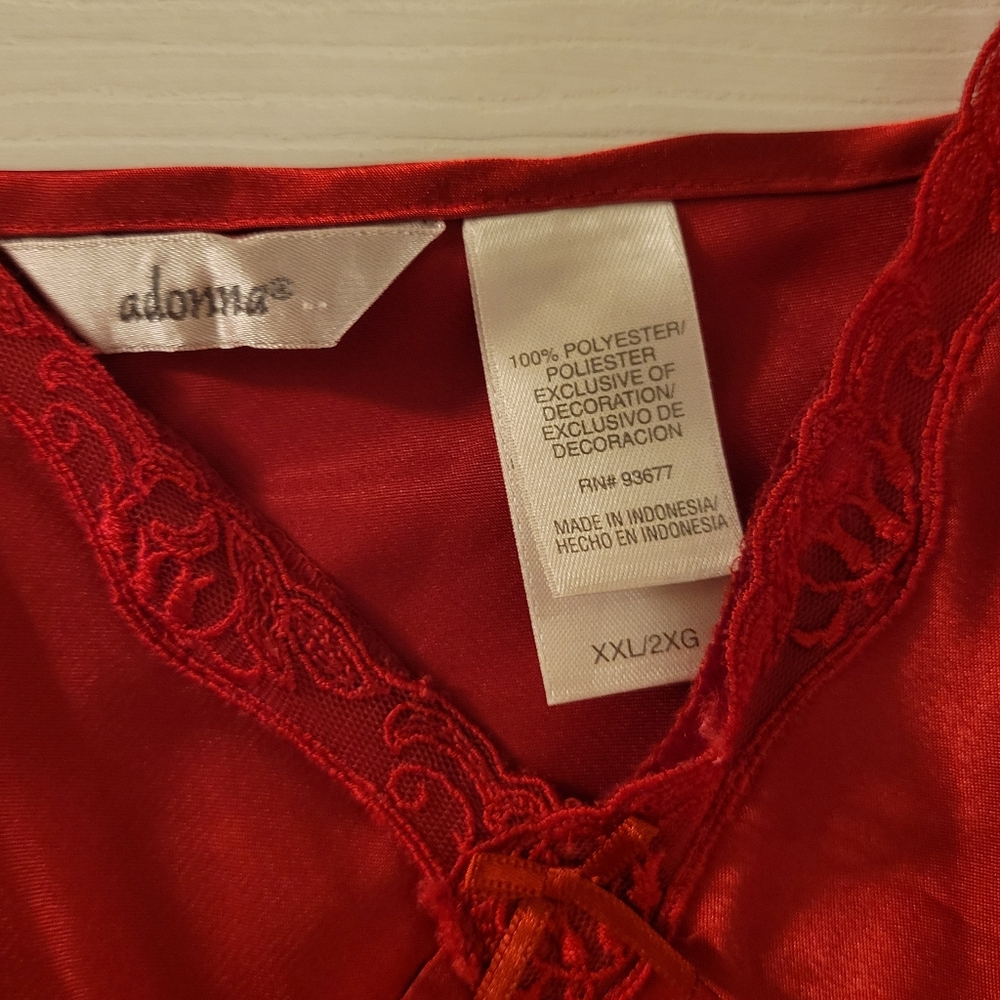 Adonna Red Satin Chemise/slip Dress With Lace Details Size Xxl - Picture 4 of 5